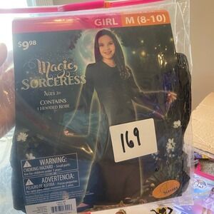 NWT Magic Sorceress Costume Girl M‎ (8-10) Hooded Robe Halloween Dress Up